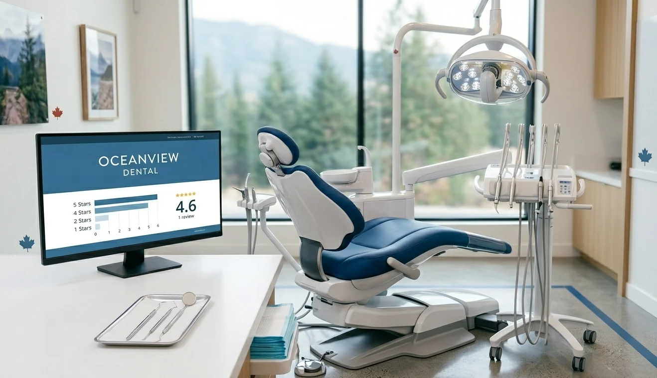 Modern dental office with 5-star Google rating - own your website instead of Yellow Pages