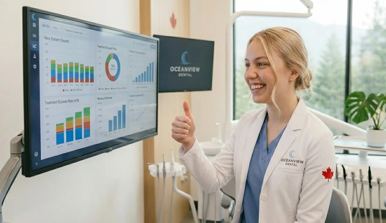 Happy BC dentist with improved website marketing and SEO results