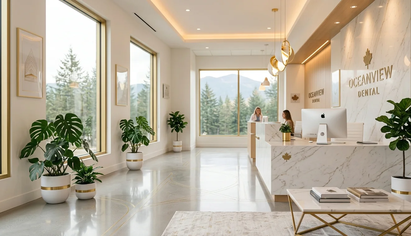 Modern Canadian dental practice with professional website and reception area