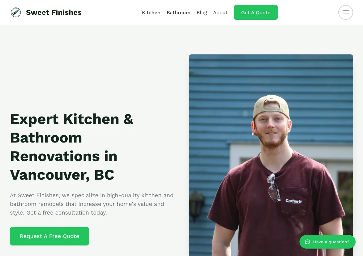Sweet Finishes Vancouver renovation contractor website